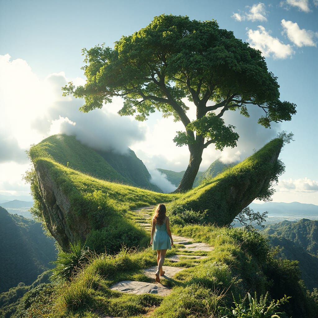 Lush 3D Earth with Tropical Landscape and Green Tech