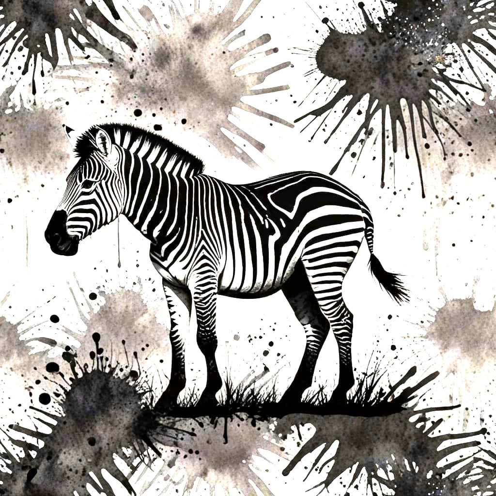 Zebra Ink Splatter Serengeti Landscape
