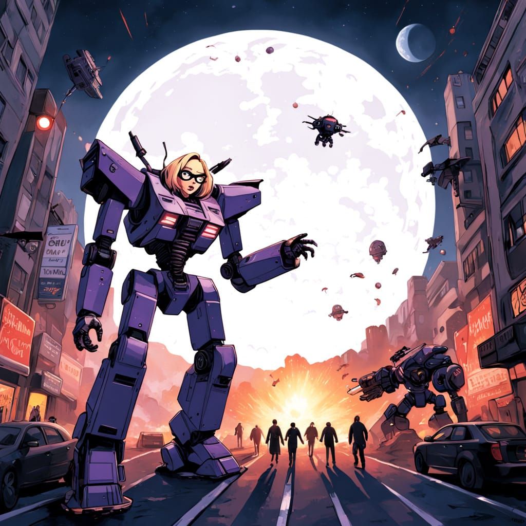 Mecha Robot Chases People Down Sunset Boulevard