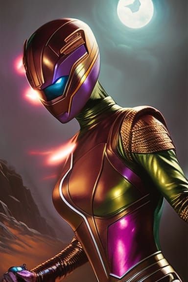 Superheroine in See-Through Outfit, Comic Book Art