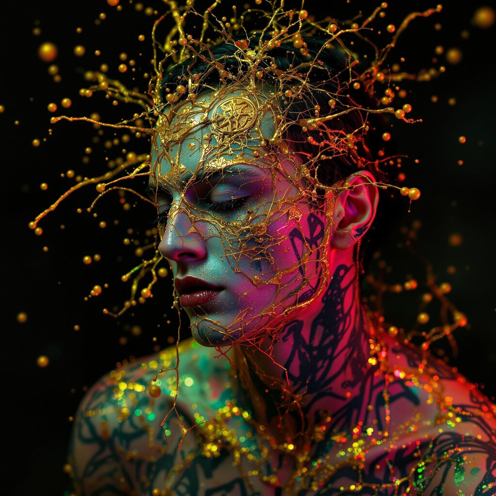 Radioactive Portrait in Klimt-Inspired Style