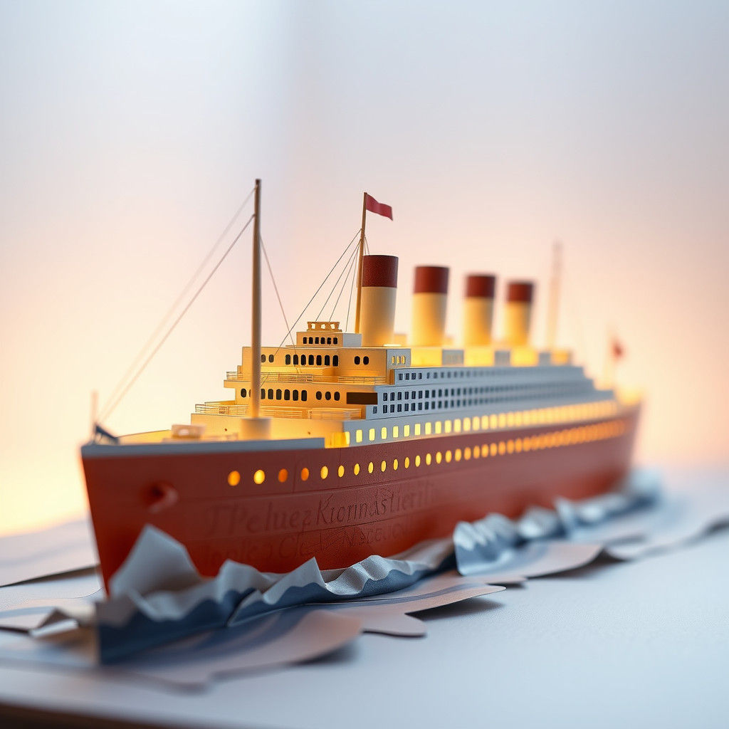Origami Titanic Ship in Superflat Style