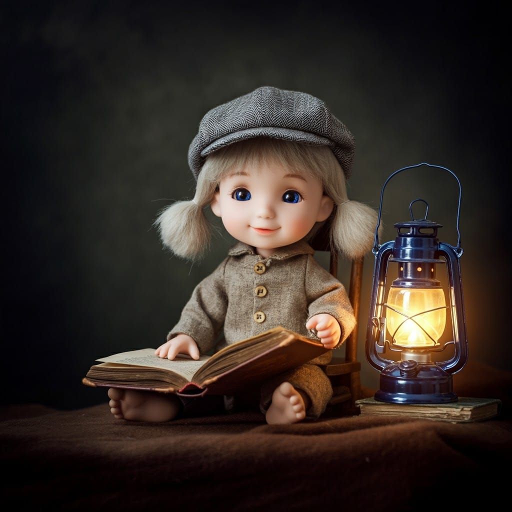 Boy Reading in Dreamy Whimsical Style