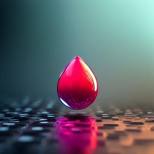 Neon Water Droplet in Hyperrealistic Style