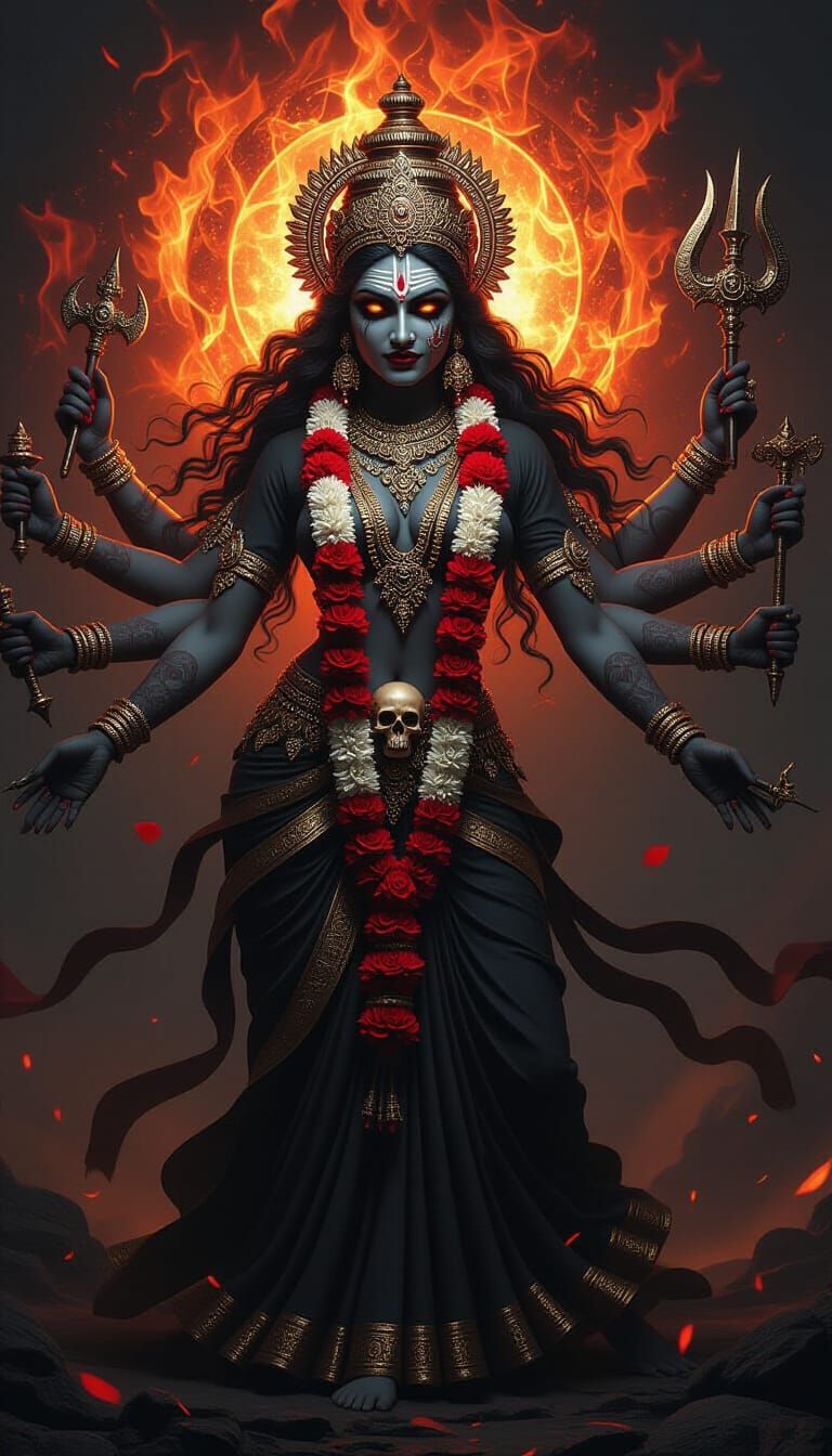Kali Goddess of Destruction in Dark Fantasy Art
