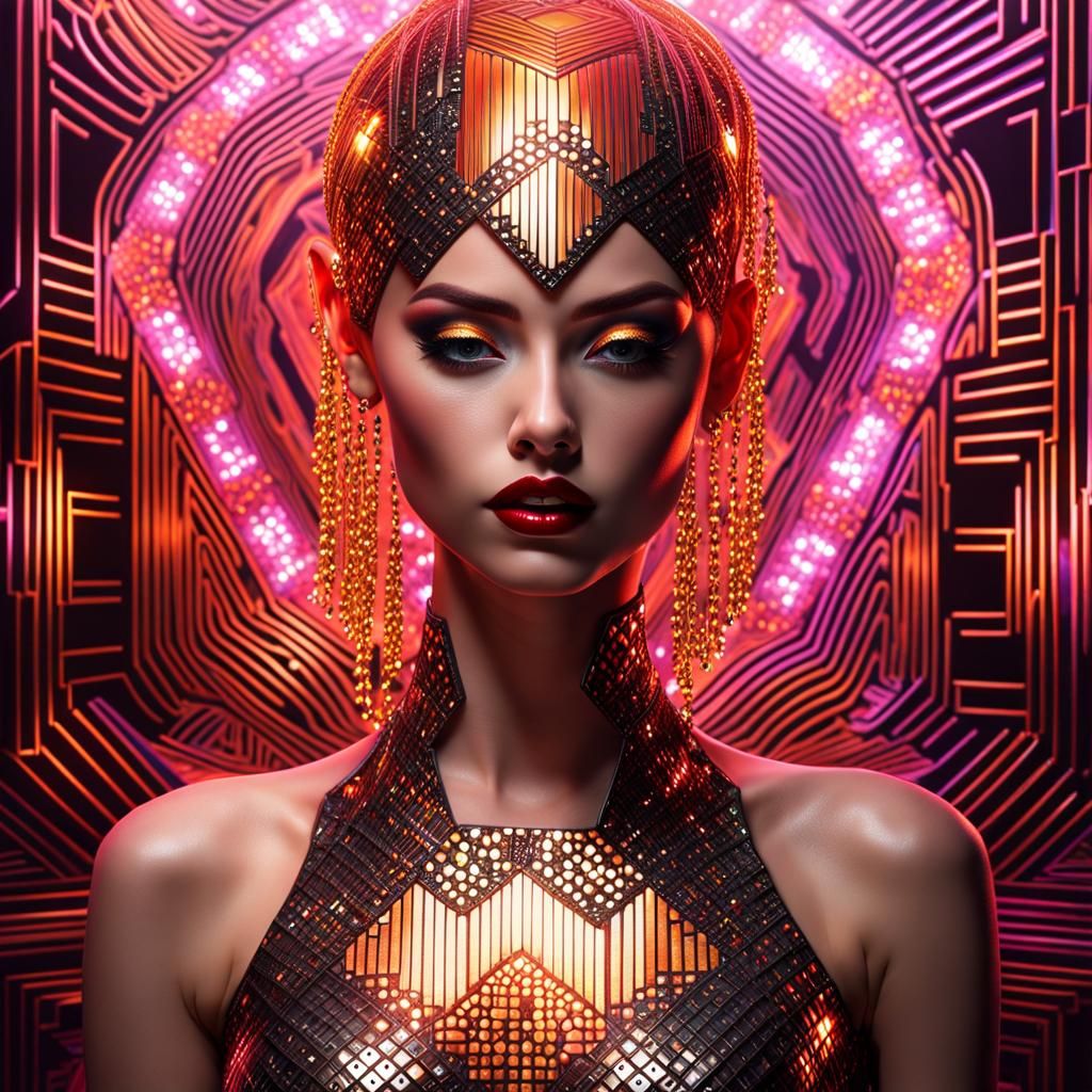 Intricate Goth Portrait with Gold Foil Details