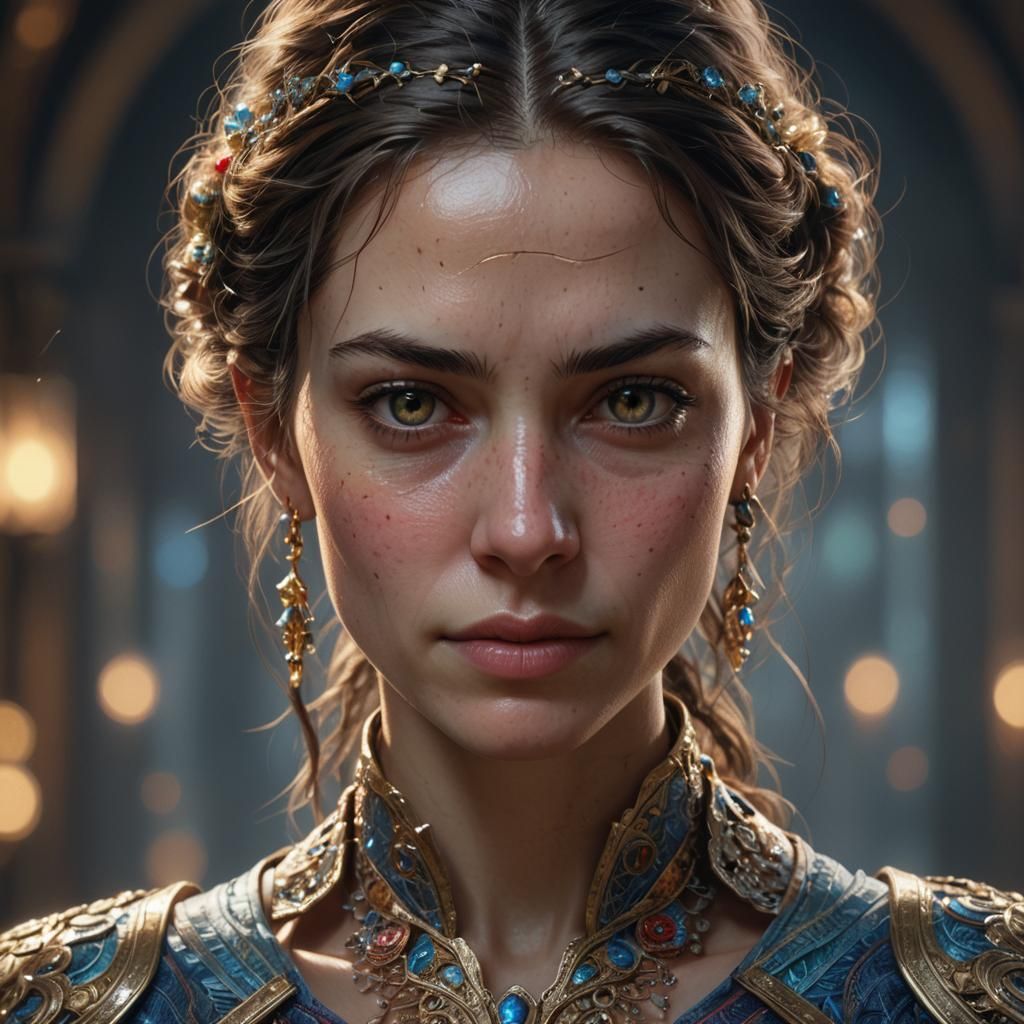 Hyper-Realistic Portrait of a Woman with Six Feet