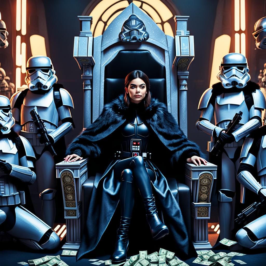 Galactic Empress on Throne with Stormtroopers