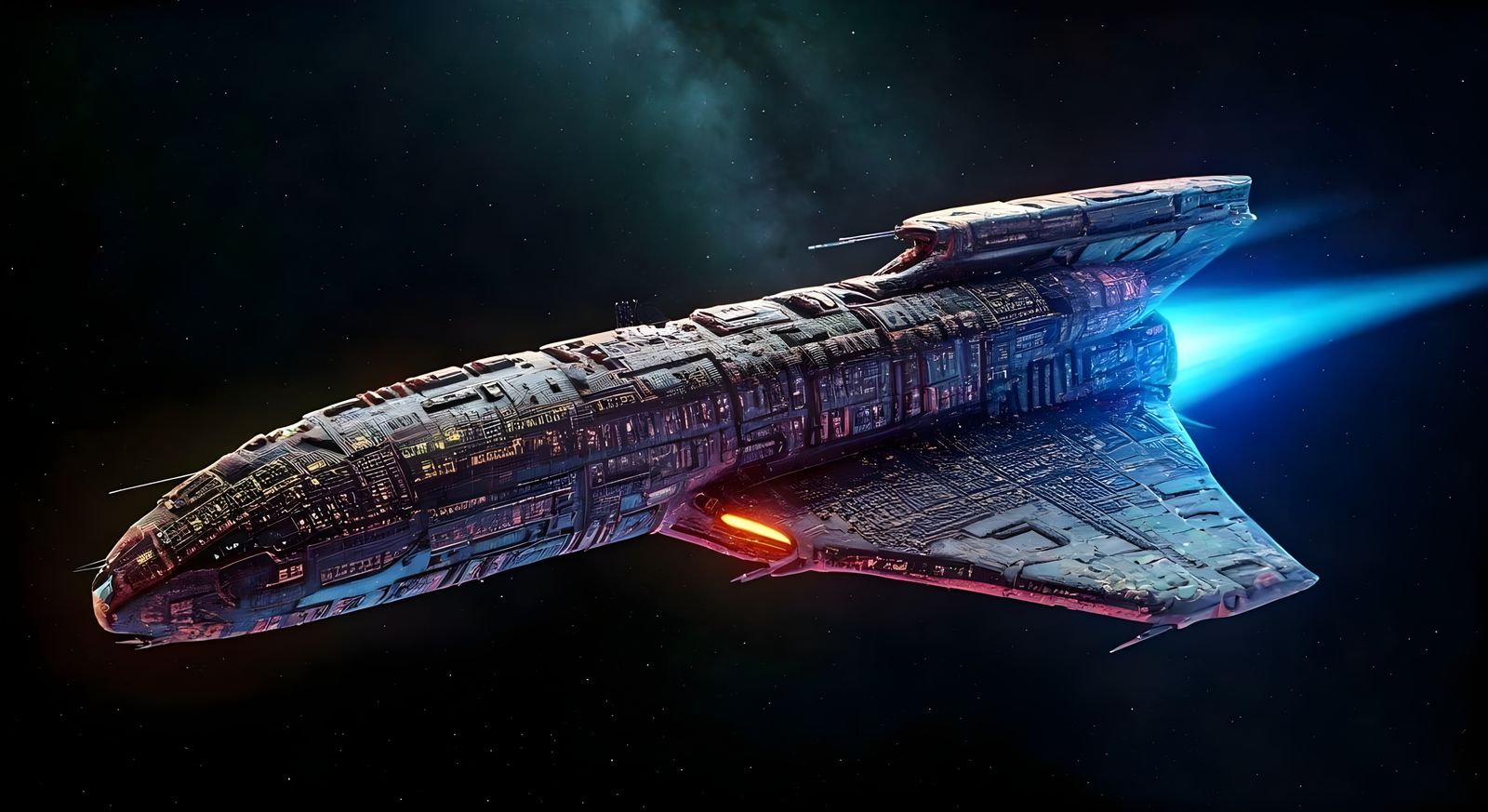 Surreal Hyper Galactic Spaceship in Deep Space