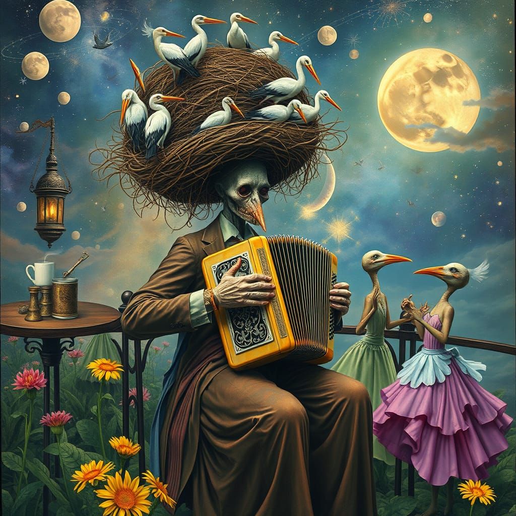 Surreal Accordionist at Edge of Galaxy