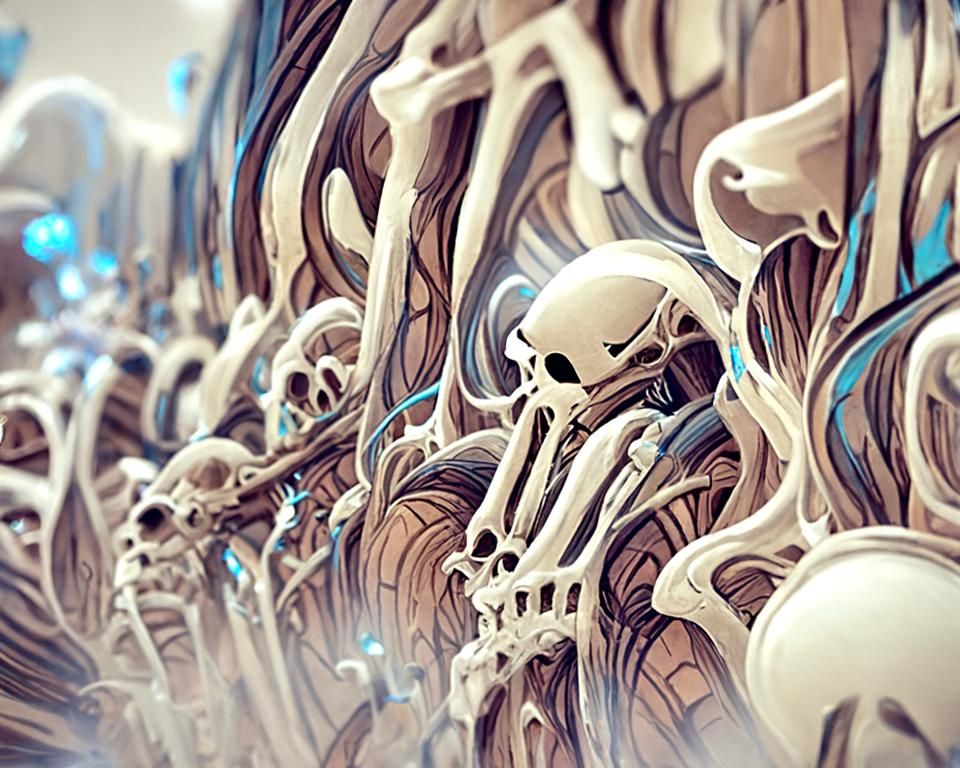 Digital Artwork of Bone Wall in Dark Fantasy Style