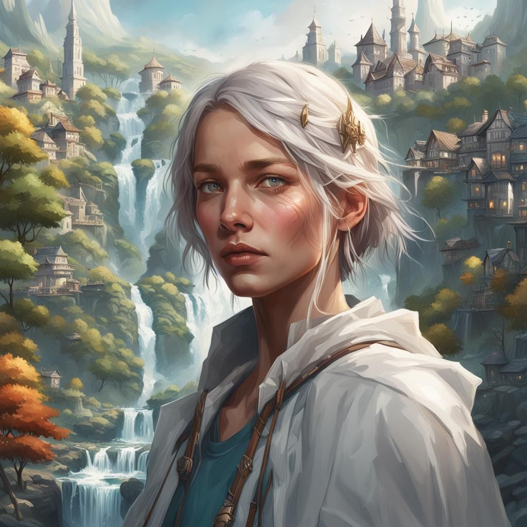 Hyperdetailed Portrait in White City Concept Art