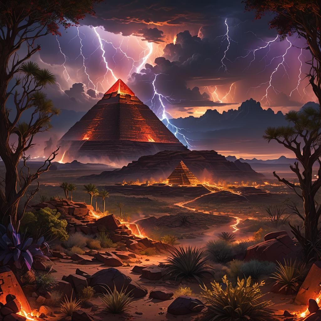 Desert Island Pyramid in Dramatic Concept Art