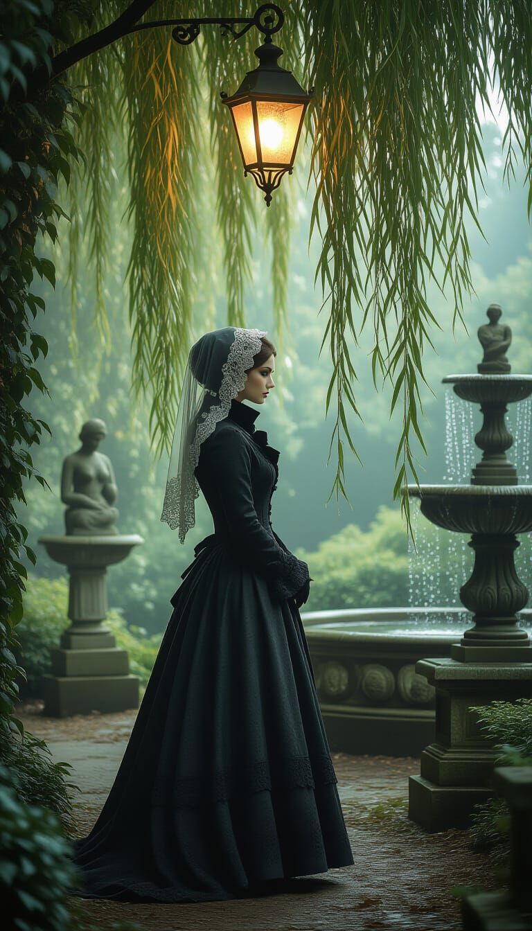 Woman in Lace by Weeping Willow, Dreamlike Art