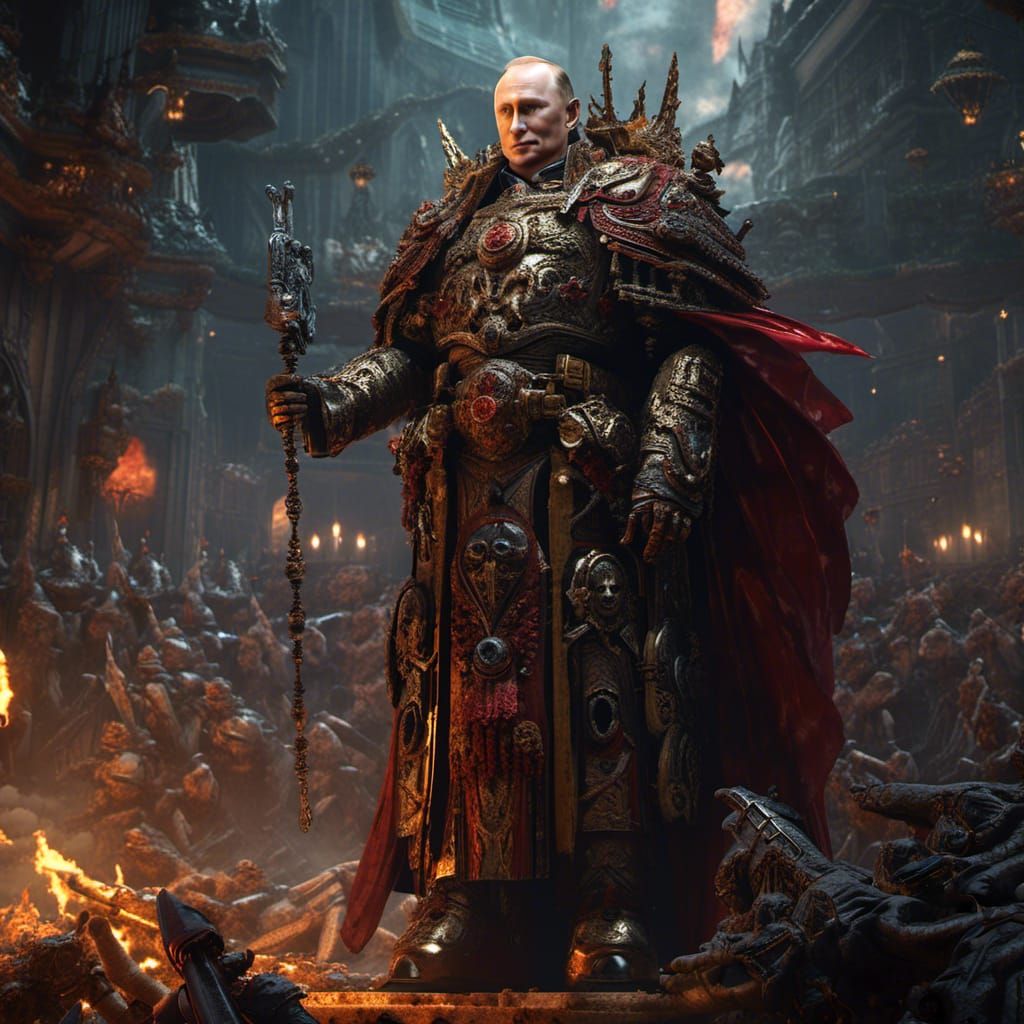 Putin as God Emperor in Warhammer 40K Style
