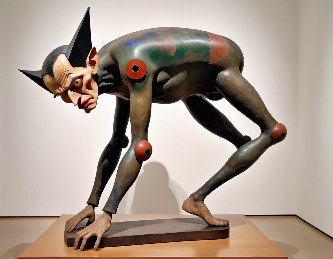 Batman Sculpture in Surrealist Abstract Style