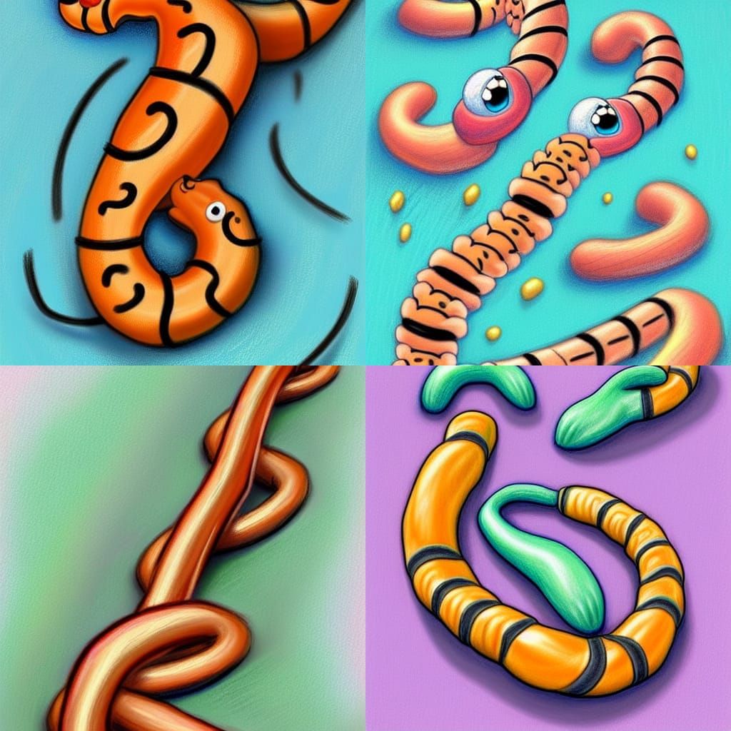 Happy Cartoon Centipede Pastel Concept Art