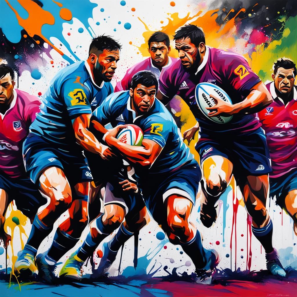 Rugby in Graffiti Splash Art Style
