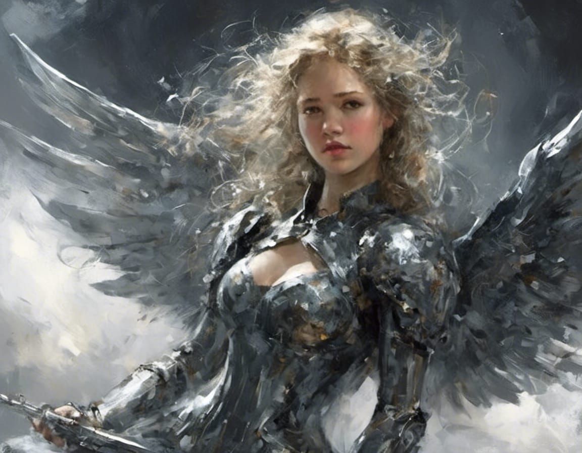 Angelic Figure on Spaceship, Realistic Style