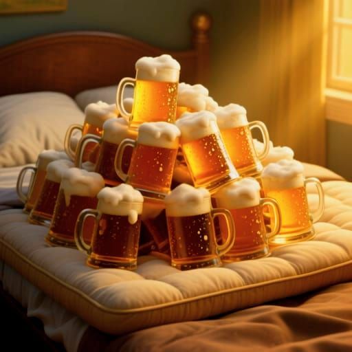 AI-Generated Image: Beer Mug Bed