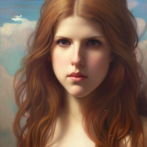 Voluptuous Woman in Pre-Raphaelite Style Portrait