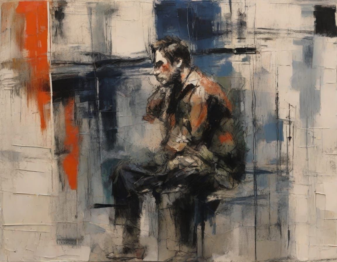 Moody Oil Painting of a Fading Figure