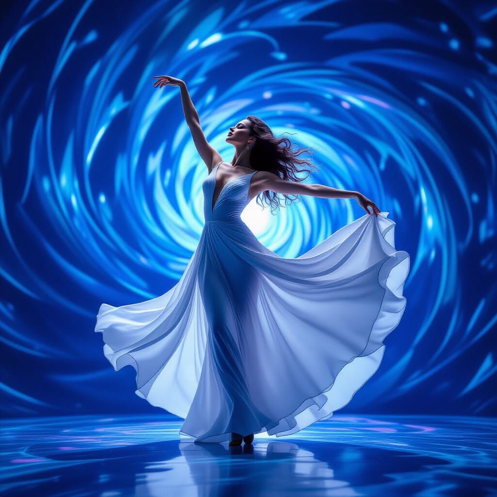 Elegant Dancer in a Vortex of Color