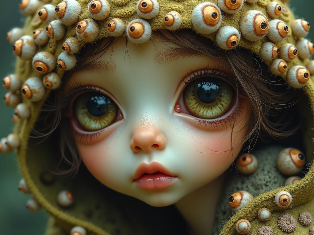 Fairy with Large Eyes and Mischievous Fairies