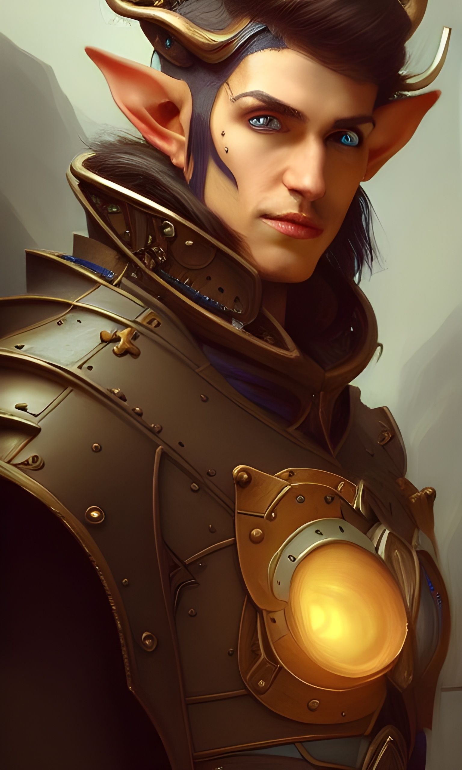 Steampunk Half-Elf Artificer in Detailed Armor