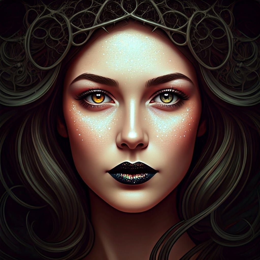 Surreal Art Nouveau Goddess Radiates Ethereal Beauty