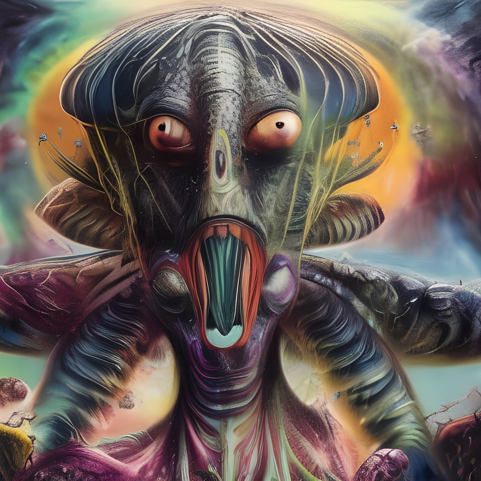 Exotic Xeno Creatures in a Hyperrealist Painting