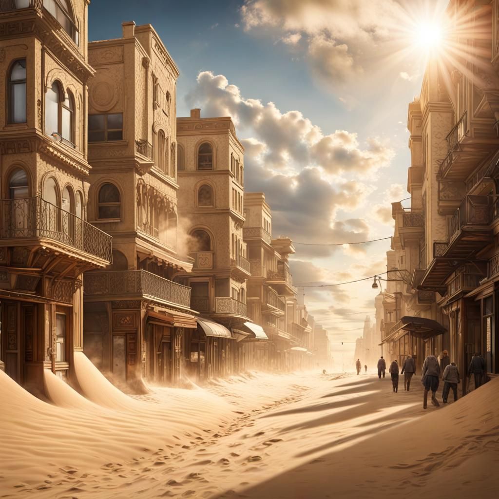 City Streets Overflowing with Sand: Digital Matte Painting