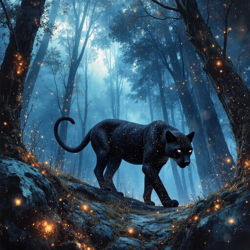 Majestic Panther in Alien Jungle