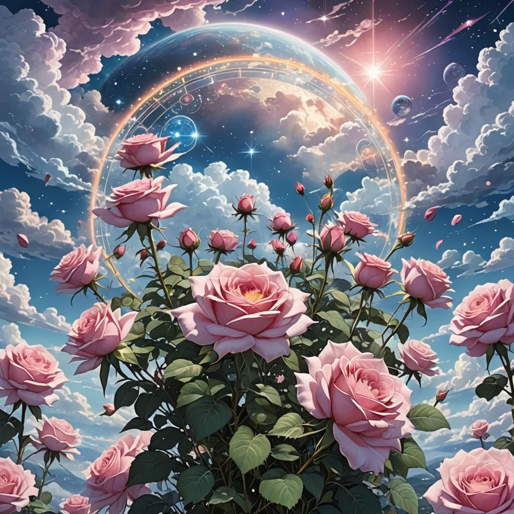 Rose Code in Pastel Anime Style with Starseed Symbols