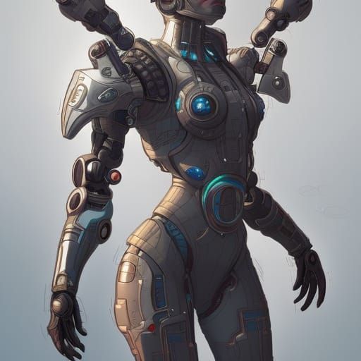 Cybernetic Character Portrait in High Resolution