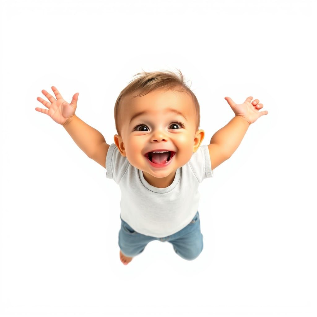 Joyful Baby Boy Bouncing with Bright Smile