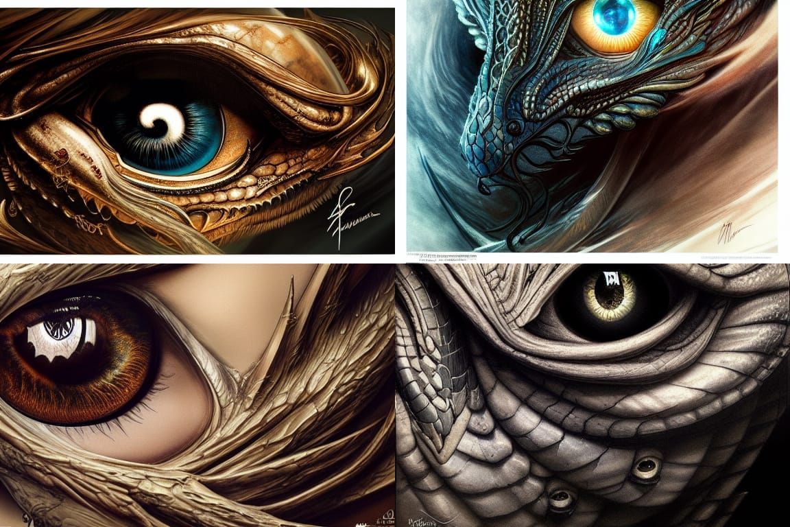Intricate Dragon Eye in Rococo Style