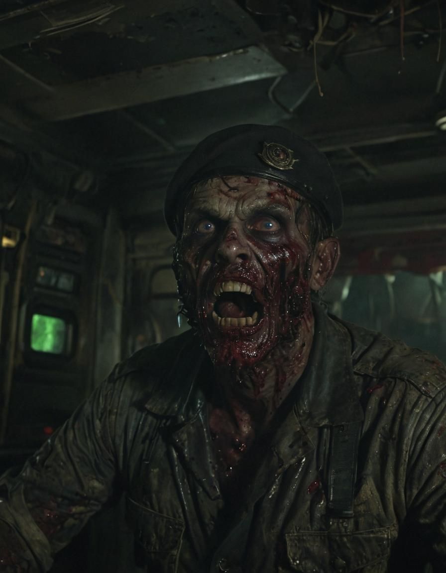 Cinematic Zombie Transformation in High-Contrast Style