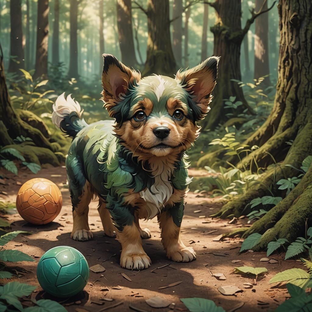 Puppy's Forest Game: A Fantasy Digital Art Piece