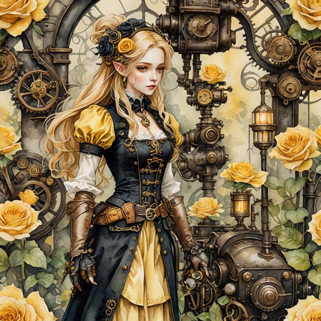 Steampunk Elf in Secret Rose Garden