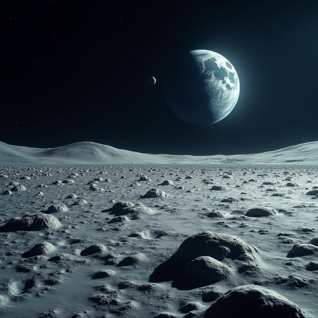 Hyperrealistic Planet Earth from the Moon's Surface