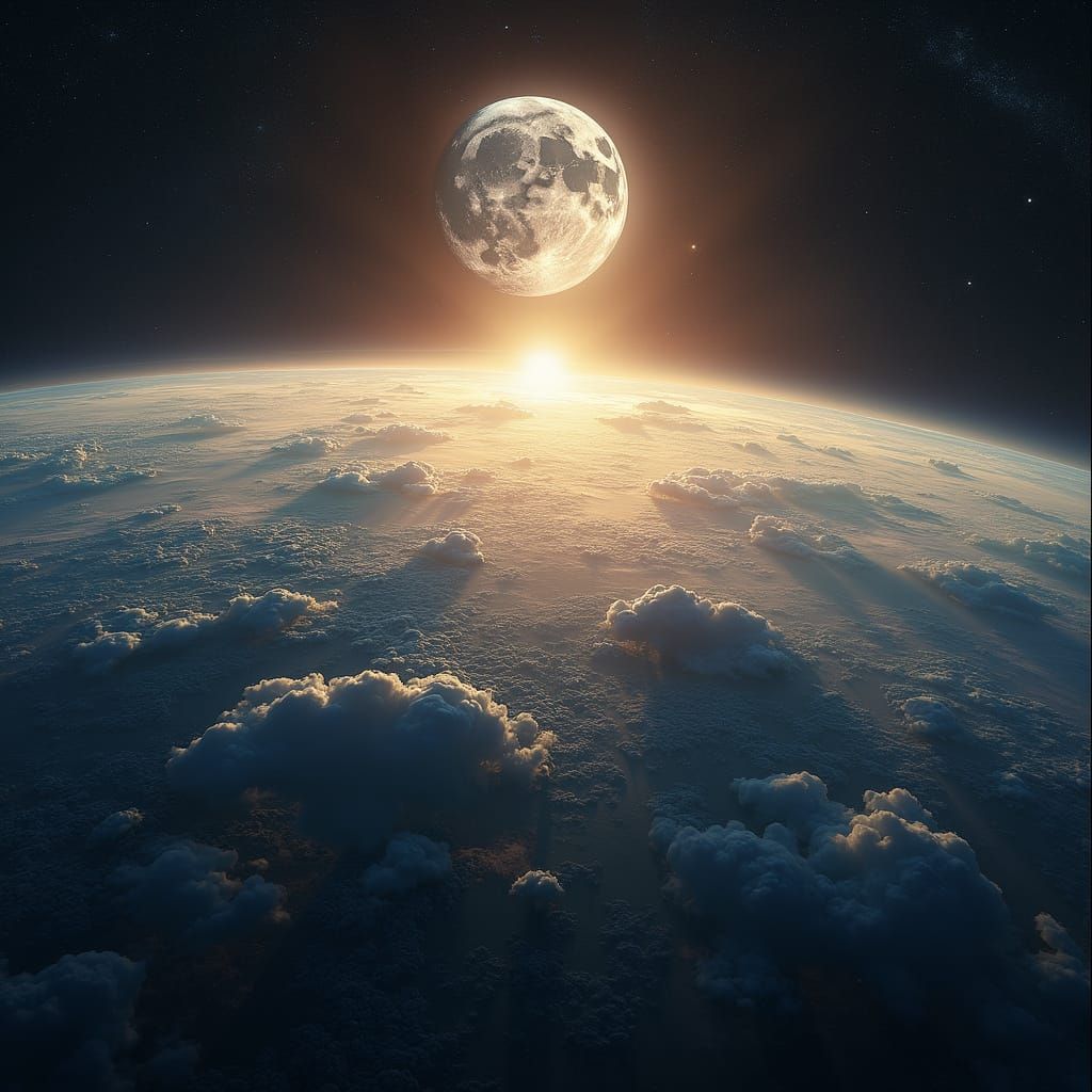 Ethereal Earthrise in Golden Light