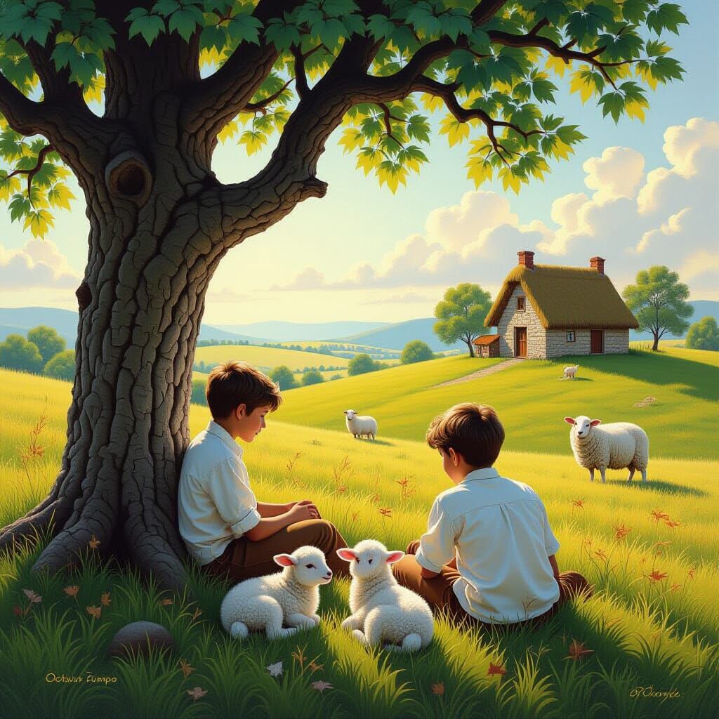 Optical Illusion Countryside Scene as Oil Painting
