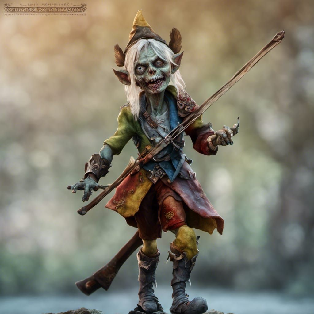 Hyperrealistic Zombie Elf Bard in High Definition