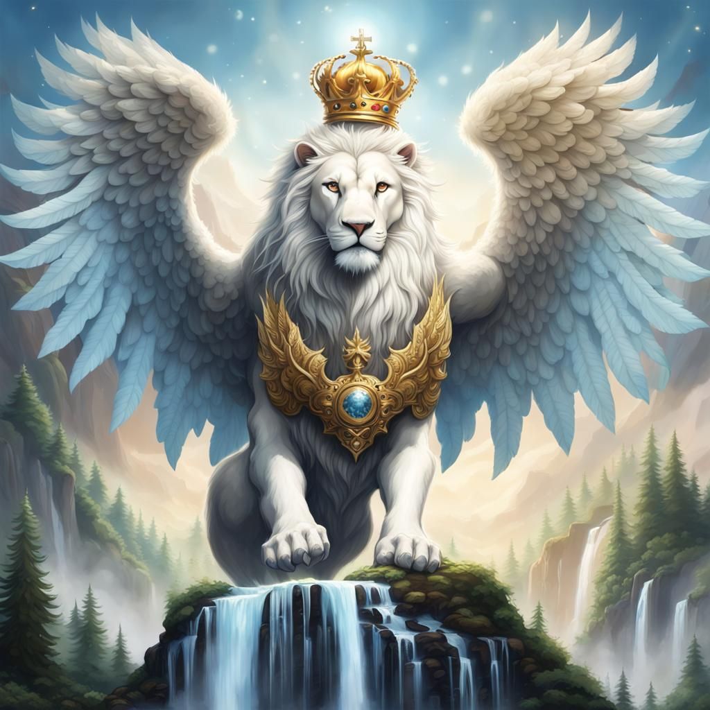 Golden ManLion with Eagle Wings and Crown