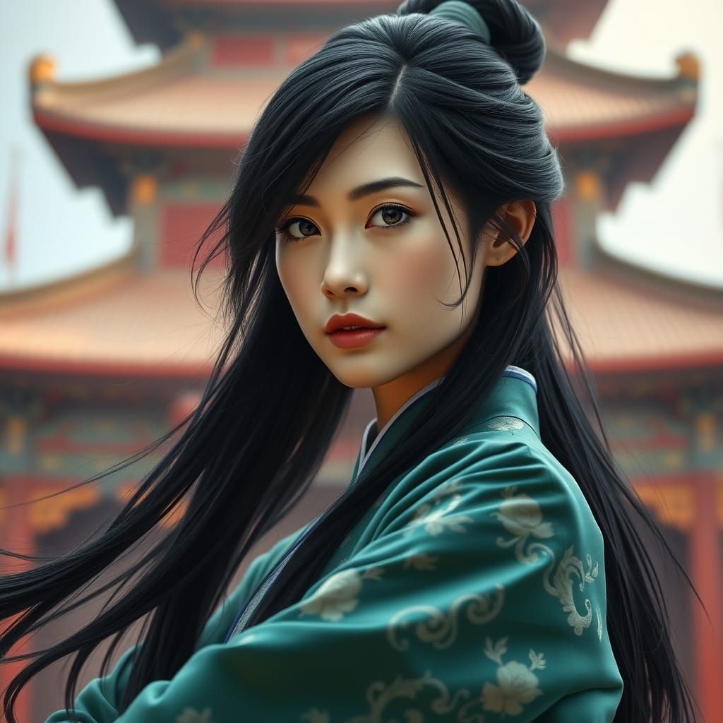 Serene Taichi Master in Traditional Silk Attire