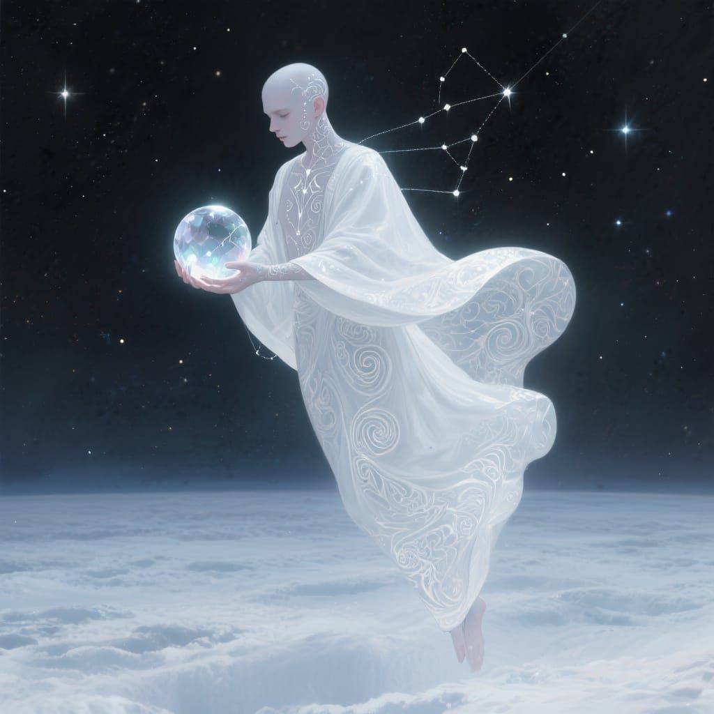 Ethereal Celestial Being with Crystal Sphere