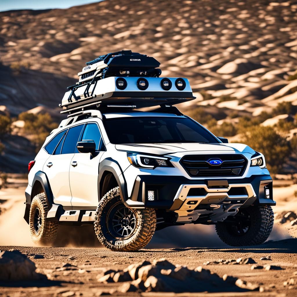 Mad Max Style Subaru Outback Onyx with Rooftop Tent