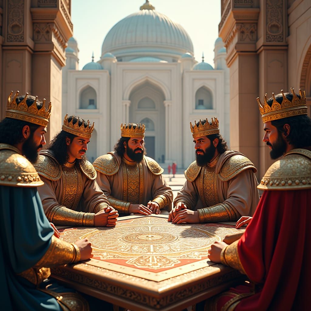 Persian Kings Play Shatranj in Opulent Setting