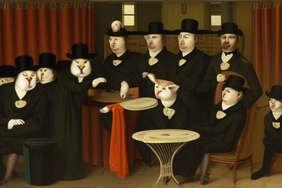 Cats Reimagining The Syndics of the Drapers’ Guild